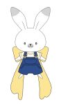  1other animal animal_focus blue_pants commentary highres looking_at_viewer macha_3939 pants rabbit rabbit_yukine ribbon smile suspenders vocaloid white_background yellow_ribbon 