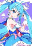  1girl blue_eyes blue_hair closed_mouth commentary_request cure_sky fingerless_gloves gloves hirogaru_sky!_precure ixy looking_at_viewer magical_girl precure smile solo sora_harewataru twintails 
