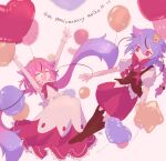  2girls anniversary arms_up balloon black_footwear black_vest blue_hair boots bow bowtie braid character_name closed_eyes commentary crown dress gloves gradient_hair hair_flaps happy heart_balloon highres hikimayu kisalaundry knee_boots long_hair meika_hime meika_mikoto multicolored_hair multiple_girls muted_color neck_ribbon open_mouth outstretched_arms pink_hair puffy_short_sleeves puffy_sleeves red_bow red_bowtie red_eyes red_ribbon red_skirt ribbon short_sleeves signature skirt sleeveless sleeveless_dress smile star_balloon tiara twintails two-tone_hair very_long_hair vest vocaloid white_dress white_gloves 