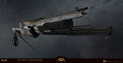  3d absurdres advanced_ship_(eve_online) amarr_empire_(eve_online) attack_ship_(eve_online) commentary company_logo company_name confessor_(eve_online) copyright_logo copyright_name dated destroyer_(eve_online) english_commentary english_text eve_online glowing grey_background highres logo maya_(medium) military_vehicle no_humans official_art outdoors science_fiction space spacecraft star_(sky) starry_sky_background tactical_destroyer_(eve_online) tech_3_ship_(eve_online) vehicle_focus vehicle_name viziam_(eve_online) ymir_jonsson 