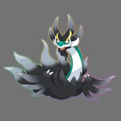 aqua_skin black_fur colored_skin dragon drampa eden_a_drw facial_hair goatee highres horns long_neck mega_drampa mega_pokemon mustache pokemon pokemon_(creature) pokemon_focus pokemon_legends:_z-a v-shaped_eyebrows