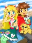 1boy 1girl anime_style blonde_hair blue_eyes brown_eyes brown_hair couple dog female male marco_diaz star_butterfly star_vs_the_forces_of_evil