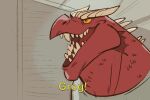 1boy arkhan_the_cruel comedy critical_role djcrumrine dragon_boy dragon_horns english_text furry furry_male horns male_focus parody parody_request scales solo spikes subtitled the_legend_of_vox_machina upper_body