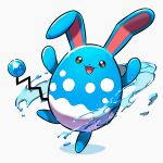  :d absurdres azumarill bright_pupils brown_eyes commentary_request full_body happy highres leg_up no_humans nori_(hgdm2784) open_mouth pokemon pokemon_(creature) smile solo sparkle standing standing_on_one_leg water white_pupils 