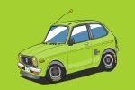  absurdres car dunlop from_side green_background green_theme headlight highres honda honda_life license_plate motor_vehicle no_humans omochi_(ricecake9322) original radio_antenna vehicle_focus 