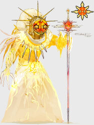  absurdres armor clawed_gauntlets dated grey_background highres personification pokemon pokemon_(creature) reference_inset shadow signature solrock spiked_helmet sukepmonster sword weapon 