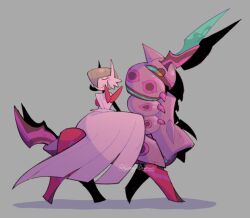  1other antennae aqua_eyes armor bug centipede closed_eyes closed_mouth colored_sclera colored_skin dress gardevoir green_hair hair_over_one_eye horns mega_gardevoir mega_pokemon mega_scolipede multicolored_skin multiple_tails pokemon pokemon_(creature) pokemon_focus pokemon_legends:_z-a riding riding_pokemon scolipede smile sunnydr0pdraws tail two_tails white_dress white_skin yellow_eyes yellow_sclera 