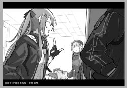  404_(girls'_frontline) 4girls beret g11_(girls'_frontline) girls_frontline gloves hair_between_eyes hat hk416_(girls'_frontline) jacket long_hair long_sleeves multiple_girls non-web_source open_mouth shirt smile tattoo teardrop teardrop_facial_mark teardrop_tattoo ump45_(girls'_frontline) ump9_(girls'_frontline) xinhao 