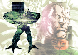  1boy armor beam_cannon big_zam dozle_zabi english_commentary glowing glowing_eyes glowing_gun_barrel glowing_weapon green_armor gundam mecha military_uniform mobile_armor mobile_suit mobile_suit_gundam mullet parody portrait projected_inset red_eyes robot scar scar_on_chin scar_on_face science_fiction shinkawa_youji_(style) style_parody teoft walker_(robot) weapon zeon 