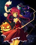  cape cat dungeon_fighter_online earring gloves hat loli lollipop long_hair pumpkin redhead skirt smile stars witch 
