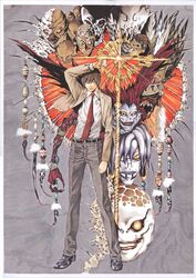  death_note male obata_takeshi rem ryuk yagami_light 