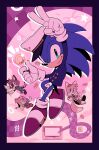  1girl 1other 2boys absurdres amy_rose blowing_kiss buttons closed_mouth detective digimin dress floating full_body furry furry_female furry_male gloves hat heart highres jewelry looking_at_viewer multiple_boys peaked_cap protagonist_(the_murder_of_sonic_the_hedgehog) ring shoes smile sonic_(series) sonic_the_hedgehog spikes tails_(sonic) the_murder_of_sonic_the_hedgehog v white_gloves 
