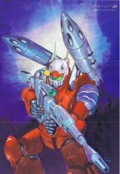 2006 beam_rifle dated earth_federation energy_gun green_visor gun guncannon gundam highres machine_gun machinery mecha mecha_focus missile missile_pod mixed-language_text mobile_suit mobile_suit_gundam mobile_suit_gundam_the_origin no_humans official_art painting_(medium) poster_(medium) promotional_art radio_antenna realistic redesign robot scan science_fiction scope signature traditional_media weapon yasuhiko_yoshikazu 