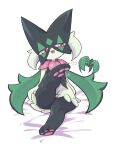  heart highres leg_up looking_at_viewer meowscarada no_humans open_mouth pokemon pokemon_(creature) simple_background sitting solo yuuki_(yuyuki000) 