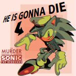  1boy buttons chromatic_aberration copyright_name english_text full_body gloves grin hat highres jacket limited_palette looking_at_viewer male_focus owendigo peaked_cap shoes smile solo sonic_(series) sonic_the_hedgehog the_murder_of_sonic_the_hedgehog white_gloves 