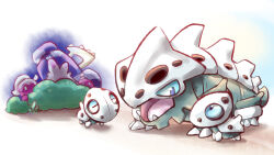  :o aron aura blue_eyes bush closed_eyes dark_aura evolutionary_line lairon oden_(madsword) pokemon pokemon_(creature) tinkatink tinkaton tinkatuff 