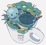  :o afloat artist_name cattail closed_eyes color_guide commentary_request cup highres in_container in_cup lily_pad looking_at_another lotad lotus_leaf mug no_humans o_o open_mouth partially_submerged plant pokemon pokemon_(creature) shino_(shinoru_p) simple_background water water_drop white_background wooper 