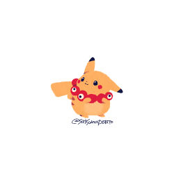  black_eyes closed_mouth dot_nose myaku-myaku no_humans pikachu pokemon pokemon_(creature) satsumapotato signature simple_background tail turning_head white_background 