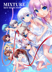  air_(visual_novel) angel_beats! barefoot blonde_hair blue_hair brown_hair camcorder charlotte_(anime) clannad commentary_request company_connection crossover dress furukawa_nagisa grey_hair hoshino_yumemi kagari_(rewrite) kamio_misuzu kamisama_ni_natta_hi kanon key_(company) little_busters! long_hair looking_at_viewer low_twintails multiple_crossover naruse_shiroha natsume_rin night night_sky planetarian ponytail purple_hair red_ribbon rewrite ribbon sample_watermark satou_hina_(kamisama_ni_natta_hi) short_hair sky spaghetti_strap summer_pockets tachibana_kanade tomori_nao trait_connection tsukimiya_ayu twintails video_camera watermark white_dress zen_(kamuro) 