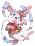  artist_name highres looking_at_viewer makoto_ikemu no_humans open_mouth pokemon pokemon_(creature) simple_background solo sylveon watermark white_background 