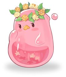  artist_request blush eyelashes flower flower_wreath jellyppi lowres monster monster_focus nexon official_art orange_flower second-party_source simple_background slime_(creature) solid_oval_eyes tales_weaver transparent_background yellow_flower 