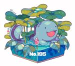  :d artist_name bud color_guide commentary_request faux_figurine flower in_water leaf lotus lotus_leaf no_humans open_mouth partially_submerged plant pokedex_number pokemon pokemon_(creature) quagsire shino_(shinoru_p) simple_background smile solo water water_drop white_background 