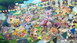  >_< 1girl :3 :d ;d absurdres alolan_vulpix audino barrel baseball_cap black_hat blonde_hair blush blush_stickers breath_weapon breathing_fire chair charizard chef_hat closed_eyes closed_mouth clothed_pokemon confetti dress eevee eevee_(fancy_dress) eevee_(fancy_tux) fire flame-tipped_tail flareon floating food gazebo glasses glowing hat highres hisuian_zorua holding holding_party_popper jirachi jolteon leah_(pokemon) long_hair lucario lucario_(chef's_whites) mew_(camping) mew_(pokemon) mewtwo minun official_art one_eye_closed open_mouth outdoors pancham party_popper pichu pikachu pikachu_(fancy_dress) pikachu_(fancy_tux) plusle pokemon pokemon_(creature) pokemon_cafe_remix ponytail red-framed_eyewear red_dress red_hat scraggy sitting slowpoke smile snorlax sobble squirtle star_(symbol) streamers table tablecloth tail teddiursa third-party_source tongue tongue_out top_hat vaporeon violet_eyes vulpix whimsicott white_hat wooden_chair yamamoto_hiroyuki yamper zorua 