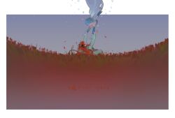  2girls absurdres arms_up blue_eyes blue_hair blue_sky bow cape commentary_request field flower flower_field flying gloves hair_bow happy highres long_hair magical_girl mahou_shoujo_madoka_magica mahou_shoujo_madoka_magica_(anime) miki_sayaka miki_sayaka_(magical_girl) multiple_girls open_mouth outdoors ponytail reaching reaching_towards_another red_flower red_hair red_petals riyu_qvq sakura_kyoko short_hair skirt sky smile sparkle thigh-highs translation_request white_cape white_gloves 