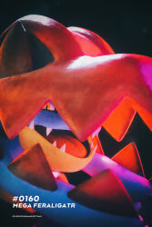  3d absurdres artist_name celebi350300687 character_name cinema_4d_(medium) commentary_request feraligatr highres hood hood_up mega_feraligatr mega_pokemon open_mouth pokedex_number pokemon pokemon_(creature) pokemon_focus sharp_teeth slit_pupils solo spines teeth yellow_eyes 