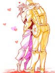  2boys dio_brando heart heart-shaped_pupils heart_kneepads height_difference hug jojo_no_kimyou_na_bouken male_focus merumeru626 multiple_boys pointy_footwear stand_(jojo) stardust_crusaders symbol-shaped_pupils tegaki the_world 