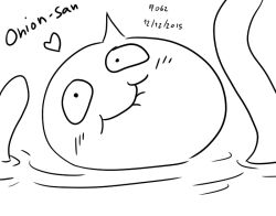 1other 2015 2d character_name coffgirl commentary creature dated digital_media english_commentary heart lineart monochrome monster octopus onionsan partially_submerged simple_background tentacles text undertale utdr_(toby_fox) water white_background