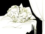  2boys bed cuddling dio_brando hug jojo_no_kimyou_na_bouken lying male_focus merumeru626 monochrome multiple_boys on_side stand_(jojo) stardust_crusaders the_world under_covers 