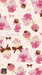  bow brown_bow candy chocolate closed_mouth colored_skin evolutionary_line fangs food highres holding holding_candy holding_food holding_lollipop lollipop meme_(sleepsheep) open_mouth pink_bow pink_skin pokemon pokemon_(creature) pokemon_focus skin_fangs smile tinkatink tinkaton tinkatuff white_bow 