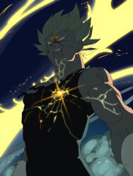  1boy aura crackling_energy dragon_ball dragon_ball_z final_explosion highres kazumax76 majin_vegeta male_focus solo spiky_hair super_saiyan super_saiyan_2 vegeta 