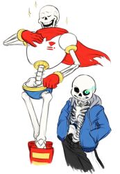 2016 2boys 2d armor black_shorts blue_jacket blue_shorts boots brothers cape closed_eyes cropped_legs digital_media drawstring duo edit flaming_eye gloves glowing glowing_eye grey_hood hand_on_own_chest hand_on_own_hip hands_in_pockets height_difference hollow_eyes hood hood_down hooded_jacket humanoid jacket male male_focus male_only monster monster_boy multiple_boys no_shirt open_clothes open_jacket papyrus_(undertale) rb_(sparkleee-sprinkle) red_boots red_cape red_gloves ribs sans_(undertale) shorts siblings simple_background single_vertical_stripe skeleton striped_shorts teeth third-party_edit undead undertale utdr_(toby_fox) vertical-striped_clothes vertical-striped_shorts white_armor white_background white_stripes