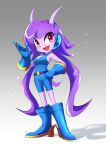 belt blue_gloves dragon horns purple_hair sash_lilac tail てぃながっくし