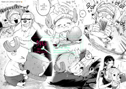  >_< 1girl 6+boys antlers book buzz_cut carrying carrying_person chibi commentary_request cotton_candy cross dr._hiluluk eating eyewear_on_head franky_(one_piece) greyscale hand_on_another's_head hat heart highres holding holding_book holding_unworn_clothes holding_unworn_hat horns japanese_clothes kimono korean_commentary long_hair monkey_d._luffy monochrome multiple_boys nico_robin one_piece out_of_frame qkdrkqkdrks2 reindeer_antlers roronoa_zoro sanji_(one_piece) scared sharp_teeth short_hair shroud_(sailing) sideburns smile stitched_neck stitches straw_hat_pirates sunglasses teeth tony_tony_chopper unworn_hat unworn_headwear usopp very_short_hair zzz 