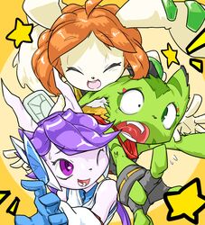 carol_tea cat cat_ears dog dragon green_hair horns large_ears milla_basset orange_hair purple_hair sash_lilac 糸巻きタンク