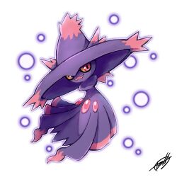  colored_sclera commentary_request full_body highres mismagius no_humans open_mouth pink_eyes pokemon pokemon_(creature) simple_background solo white_background yellow_sclera zeni_maru 