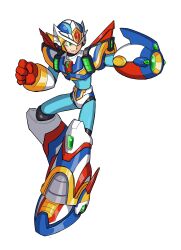  1boy absurdres arm_cannon armor forehead_jewel full_body hayebsi helmet highres male_focus mega_man_(series) mega_man_x_(series) solo weapon white_armor white_helmet x_(mega_man) 