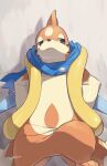  artist_name blue_scarf clothed_pokemon floatzel highres makoto_ikemu no_humans pokemon pokemon_(creature) roman_numeral scarf signature simple_background solo standing watermark 