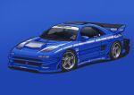  arhentol blue_background blue_theme car commentary english_commentary highres honda honda_nsx motor_vehicle no_humans original race_vehicle racecar shadow sparco spoiler_(automobile) vehicle_focus 