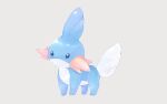  animal_focus blue_eyes closed_mouth commentary_request full_body grey_background mudkip no_humans ntmkn partial_commentary pokemon pokemon_(creature) shiny_skin simple_background solo standing 