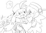  ? ?? blush carrying furry furry_male hat kaze_no_klonoa klonoa koke_ojisan lolo_(klonoa) looking_at_another monochrome open_mouth popka princess_carry sketch 