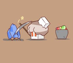  brown_background commentary_request crystal flat_color full_body gem highres holding holding_pickaxe mining nacli no_humans pickaxe pokemon pokemon_(creature) pokemon_focus rectangular_eyes redny simple_background solo star_(symbol) 