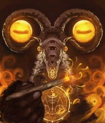  1boy animal_ears cigarette colored_sclera dilated_pupils disembodied_eye drugs elden_ring elden_ring_nightreign extra_eyes goat goat_ears goat_horns great_rune_(elden_ring) holding holding_cigarette holding_joint horizontal_pupils horn_ornament horn_ring horns incoming_gift joint_(drug) libra_(elden_ring) looking_at_viewer marijuana monster smoke smoking solo stoned thefearmaster very_big_eyes yellow_eyes yellow_sclera yellow_smoke 