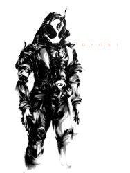 1boy absurdres belt character_name greyscale helmet highres hood hood_up hooded_jacket horns ink inksac jacket kamen_rider kamen_rider_ghost kamen_rider_ghost_(ore_damashii) kamen_rider_ghost_(series) knee_armor monochrome open_clothes open_jacket short_sleeves simple_background single_horn solo spot_color standing tokusatsu white_background