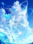  air_bubble bird blue_sky bubble clouds crab cumulonimbus_cloud day fantasy fish flying_fish highres light_particles makoron117117 no_humans ocean original outdoors penguin scenery shooting_star sky sparkle splashing star_(sky) water water_drop whale 
