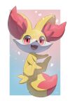  absurdres artist_name border fennekin highres looking_at_viewer no_humans nullma open_mouth pokemon pokemon_(creature) signature simple_background solo watermark white_border 