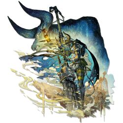  1boy akagishi_k ancient_greek_clothes animal_ears architecture arknights arm_strap bandaged_arm bandages belt belt_pouch black_bodysuit black_gloves blue_cape bodysuit broken_horn bull cape chainsaw chiton column cow_boy cow_ears cow_horns cow_tail faceplate from_side full_body gloves greco-roman_architecture greco-roman_clothes green_belt green_eyes green_hair green_robe green_sandals highres holding holding_weapon hood hooded_cape horn_belt horns huge_weapon infection_monitor_(arknights) lantern long_hair map material_growth muscular muscular_male official_art oripathy_lesion_(arknights) pillar pouch robe ruins sand sandals skin_tight solo standing tachi-e tail third-party_source torn_cape torn_clothes transparent_background varkaris_(arknights) walkie-talkie weapon 